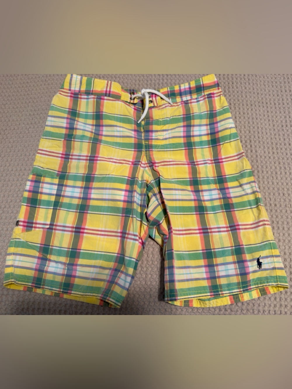 Polo by Ralph Lauren Yellow Multicolor Plaid Boys Swim Trunks